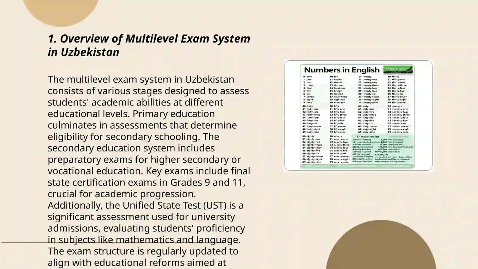 About Multilevel exam of Uzbekistan, it's levels and formats 3