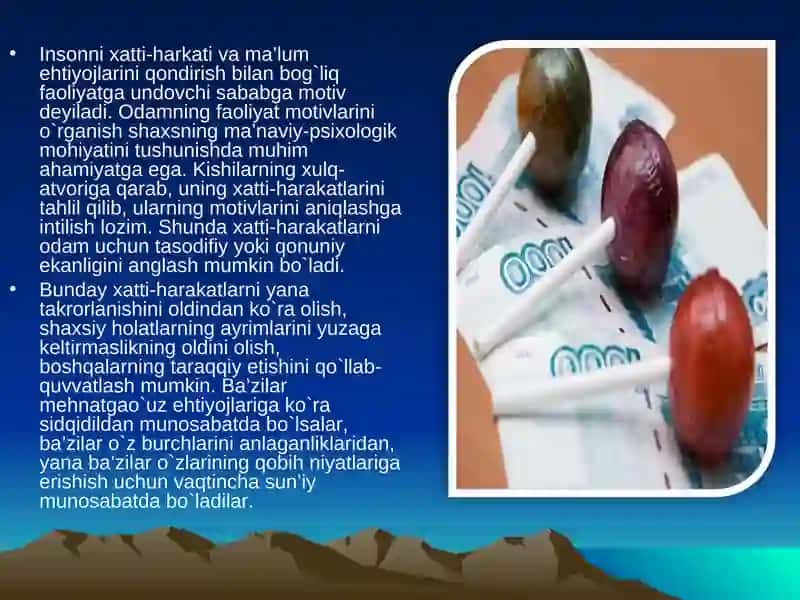 Motivatsiyalar va motivlarning nazariy muammolari taqdimoti 3