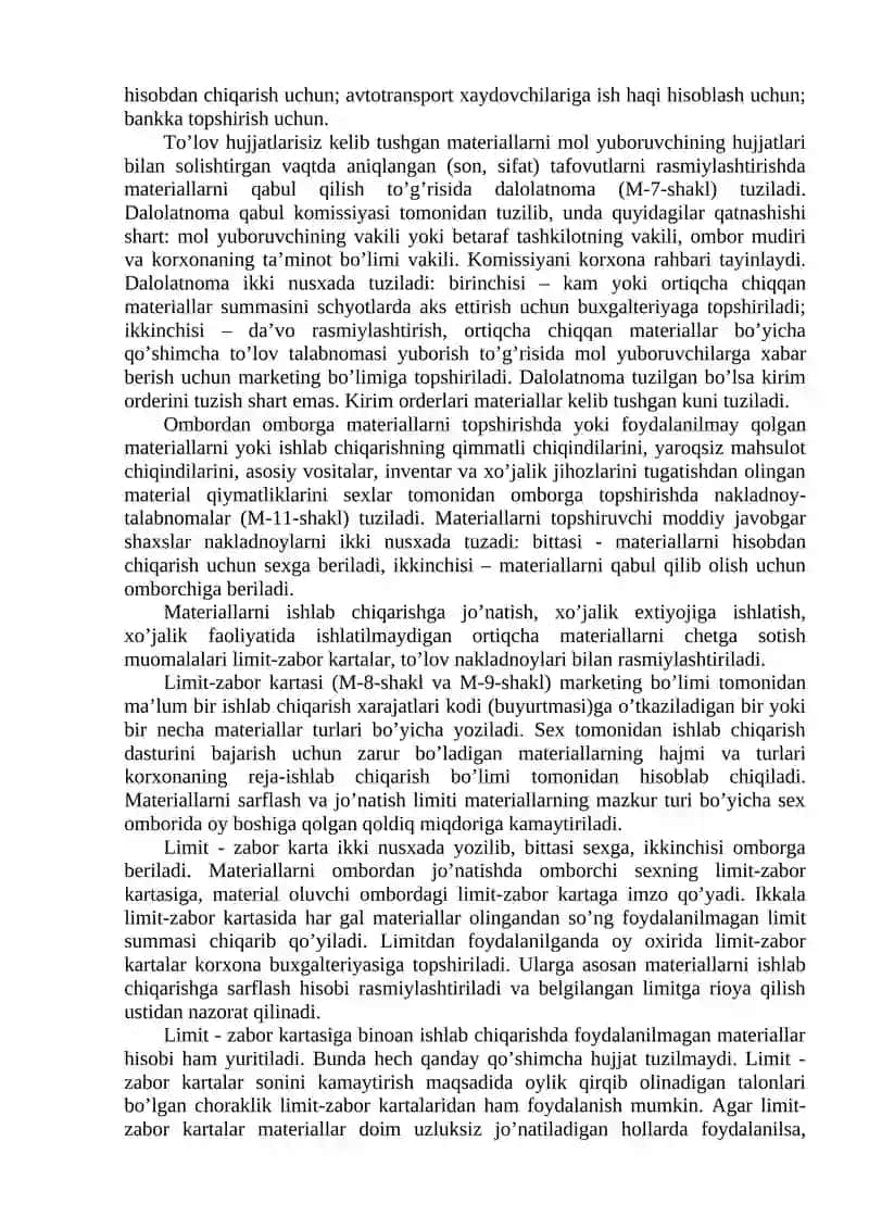 Materiallar harakatini hujjatlarda rasmiylashtirish 3