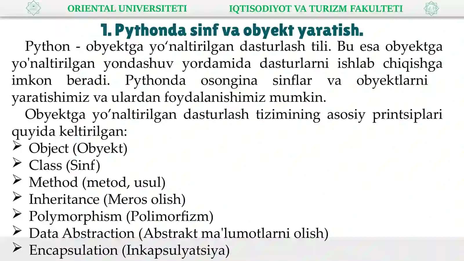 Pythonda sinflar va obyektlar 3