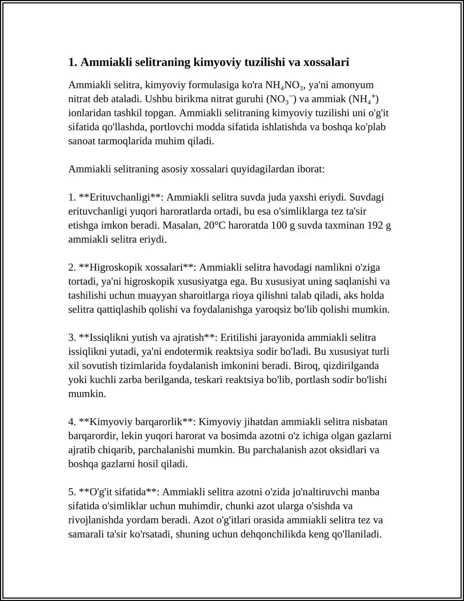 AMMIAKLI SELITRA ISHLAB CHIQARISH NAZARIY ASOSLARI. NIF JIHOZI 3