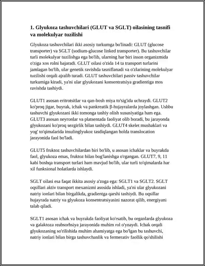 GLYUKOZA TASHUVCHILARINING TUZILISHI SPETSIFIKLIGI KLINIK AHAMIYATI 3