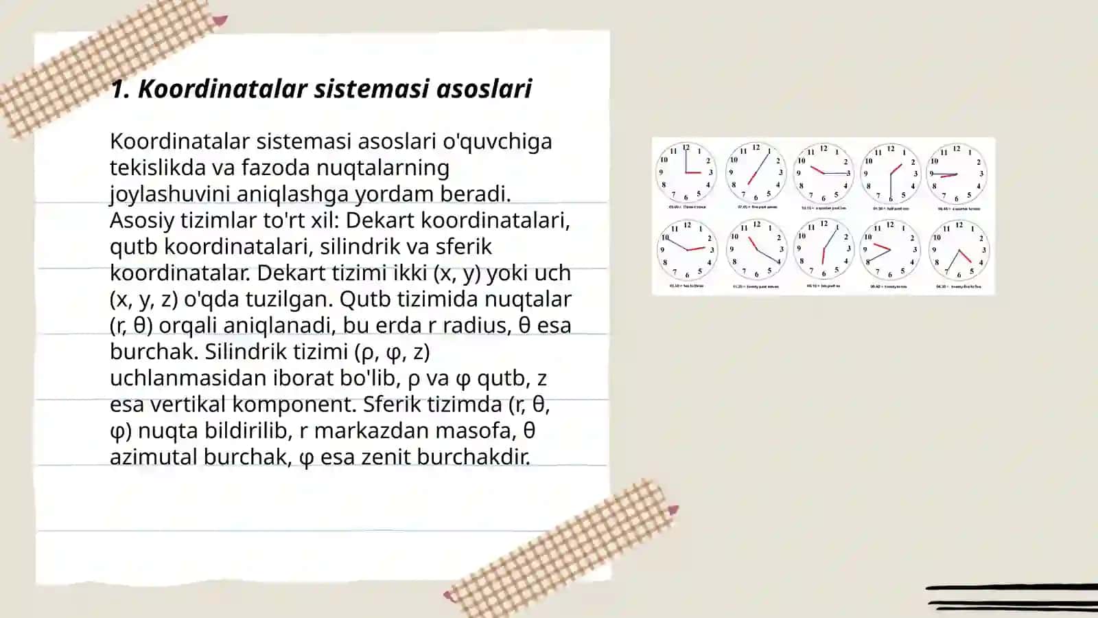 Koordinatalar sistemasi asoslari 3