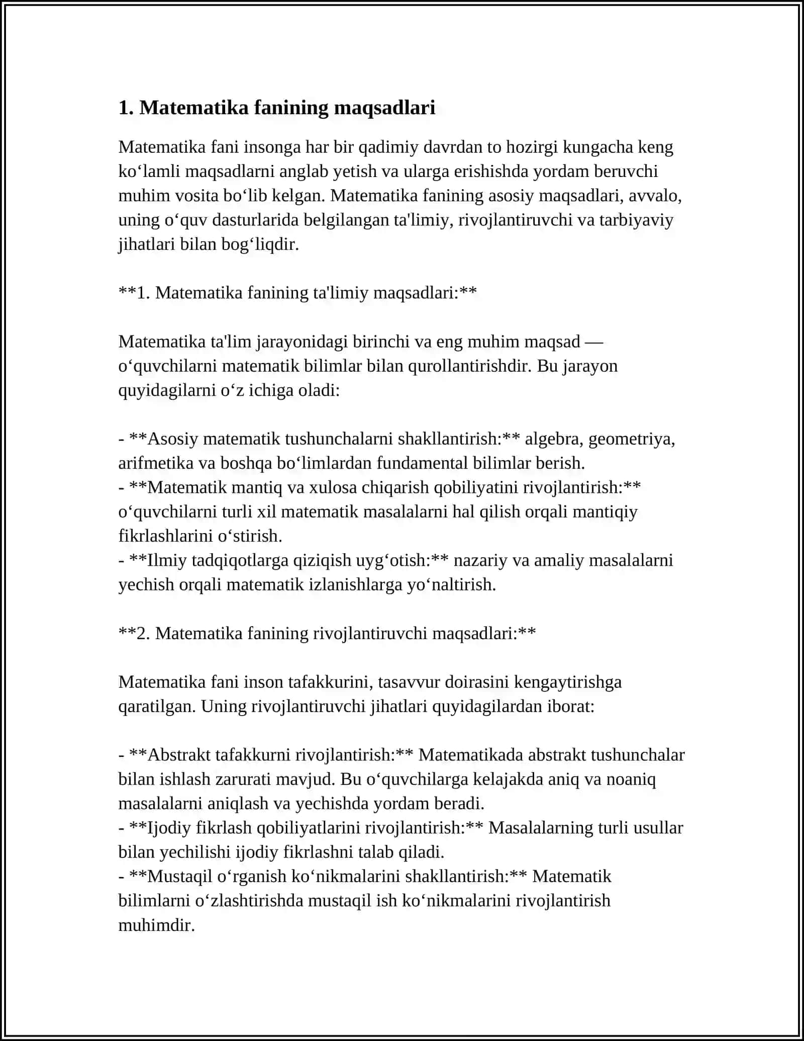 BOLALARNI MATEMATIK BILIMLARIGA QO’YILGAN DAVLAT TALABLARI 3