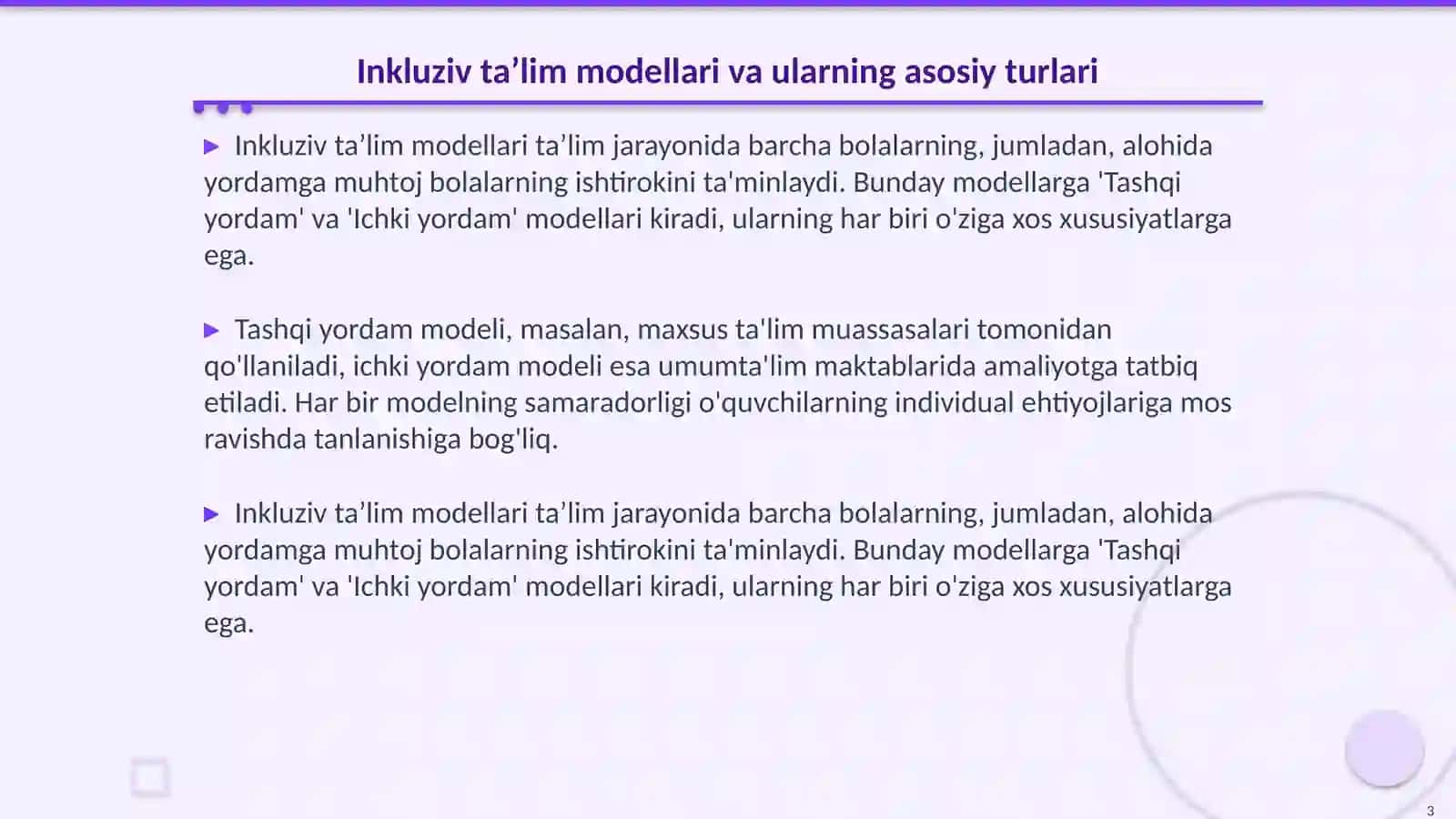 Inkluziv ta’lim modellari: tahlili va xususiyatlari 3