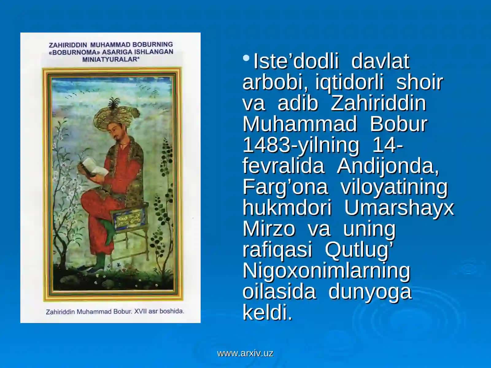 Zahiriddin Muhammad Boburning hayoti va ijodi 3