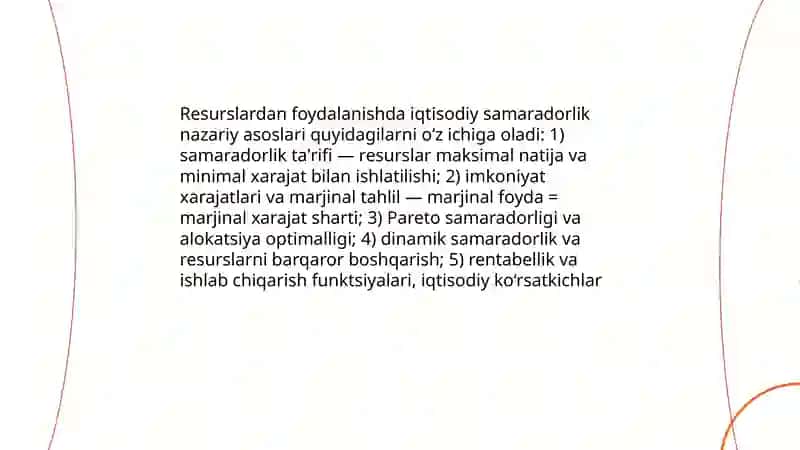 Resurslardan foydalanishda iqtisodiy samaradorlik masalalari 3