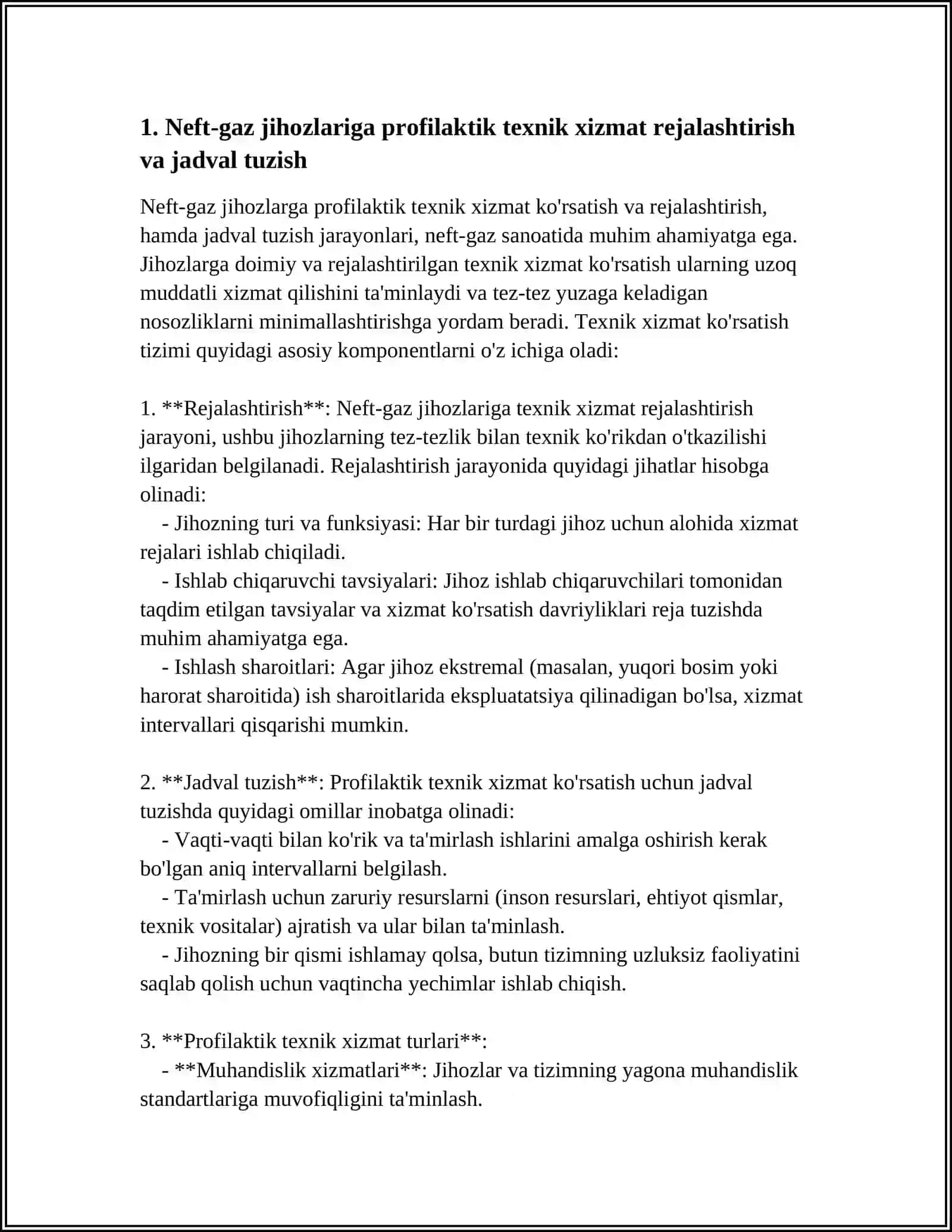 NEFT GAZ JIHOZLARIGA TEXNIK XIZMAT KOʻRSATISH VA TAʼMIRLASH TIZIMI 3
