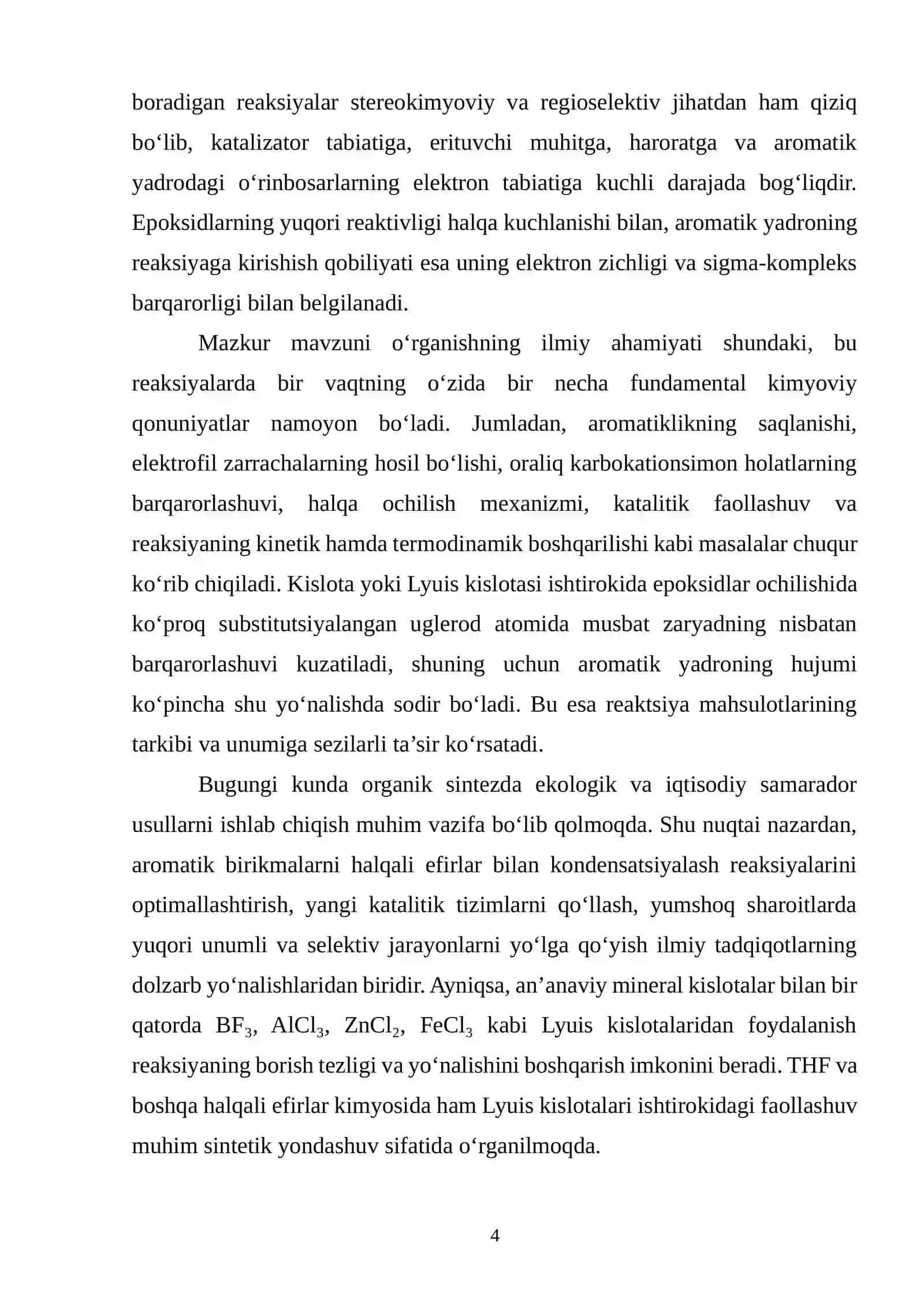 Aromatik birikmalarni halqali efirlar bilan kondensatsiyalash 3