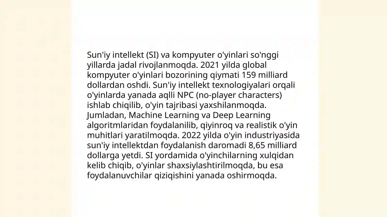 O'yin sanoatida sun'iy intellektning roli va kelajagi 3