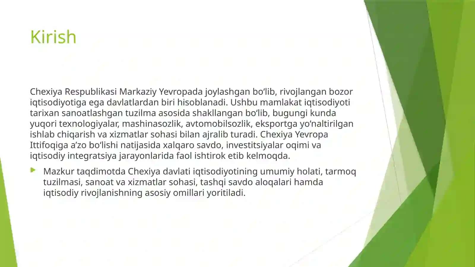 CHEXIYA DAVLATI IQTISODIYOTI 3