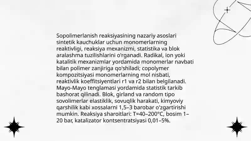 Sopolimerlanish reaksiyasi bo'yicha olinadigan sintetik kauchuklar 3