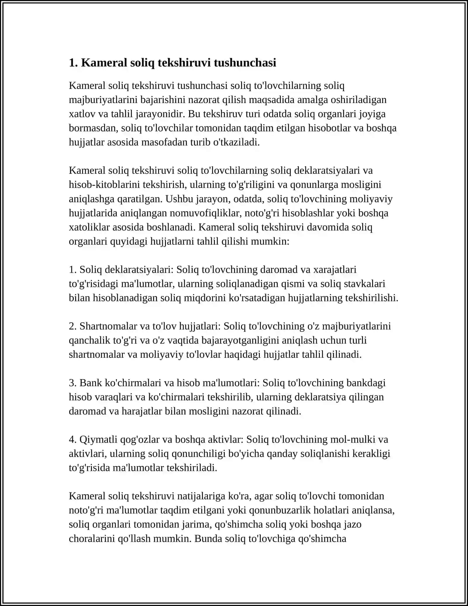 KAMERAL SOLIQ TEKSHIRUVI 3