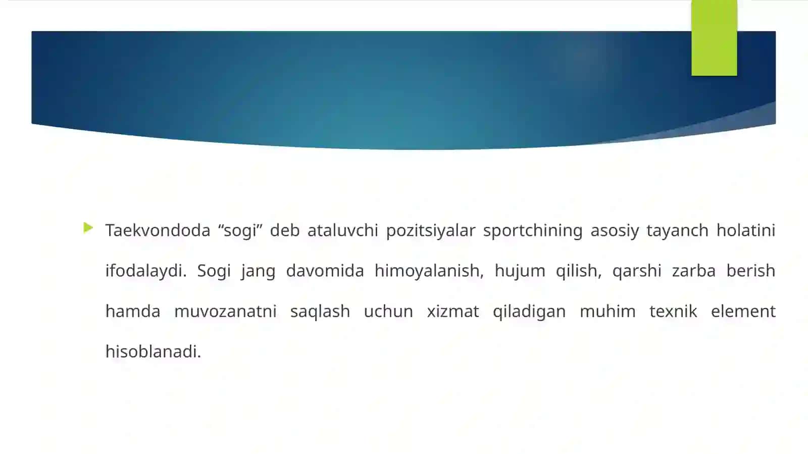 Taekvondoda sogi (pozitsiya) 3