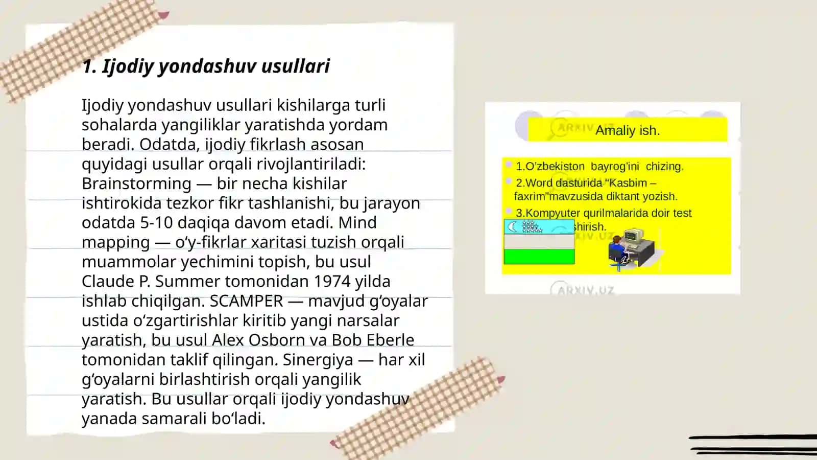Ijodiy materiallar tayyorlash. Loyihalar bilan ishlash 3