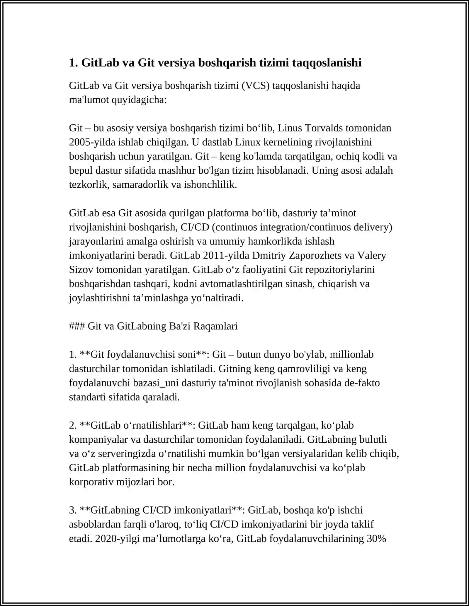 GITLAB VERSIYANI BOSHQARISH TIZIMLARIDA AMALLAR 3