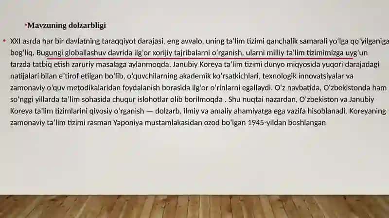 JANUBIY KOREYA VA O'ZEKISTON TA'LIM TIZIMLARI 3