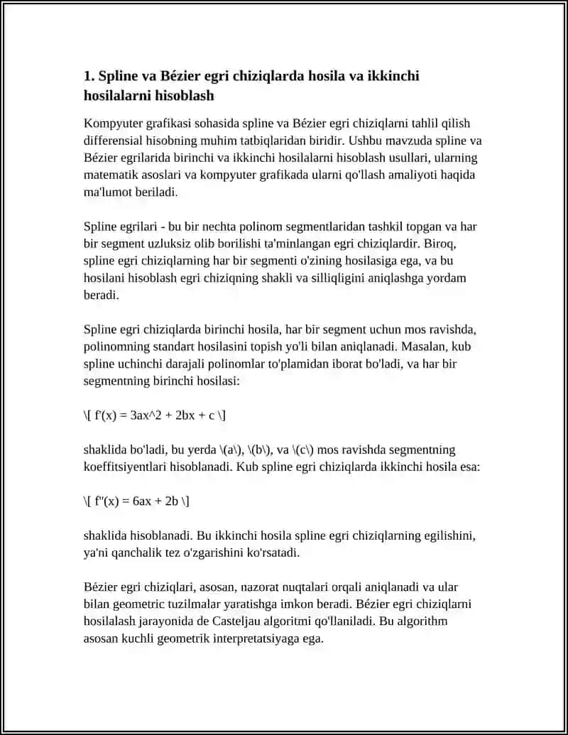 KOMPYUTER GRAFIKASIDA DIFFERENSIAL HISOB TATBILARI 3