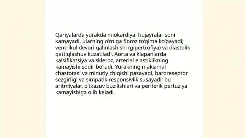 Qariyalarda yurak qon tizimi aʼzolari 3