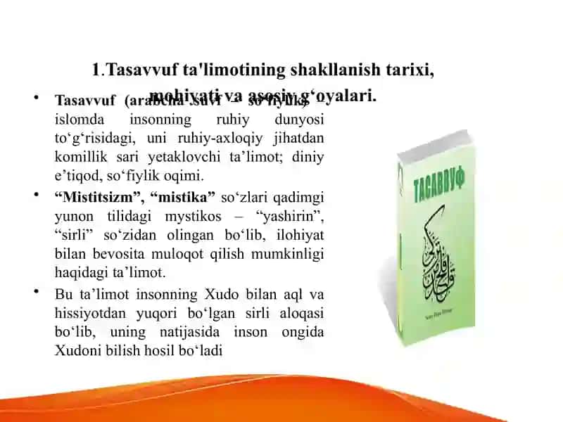 Tasavvuf taʼlimotining Sharq madaniyatiga ta`siri Тасаввуф илми Шарк маданиятига тасири 3