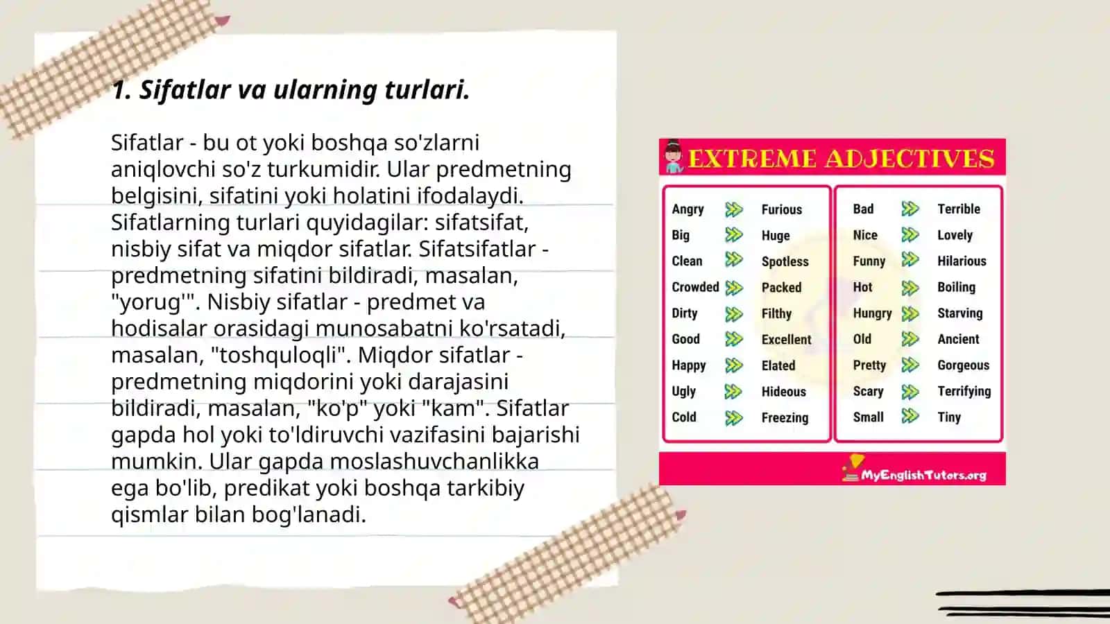 Sifatlar va ularning turlari 3