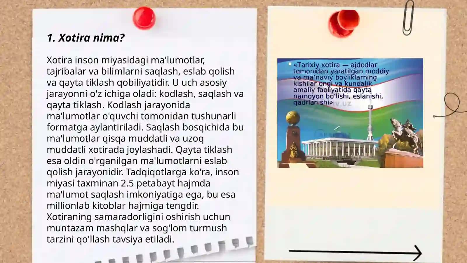 Xotira haqida tushuncha xotira va uning turlari 3