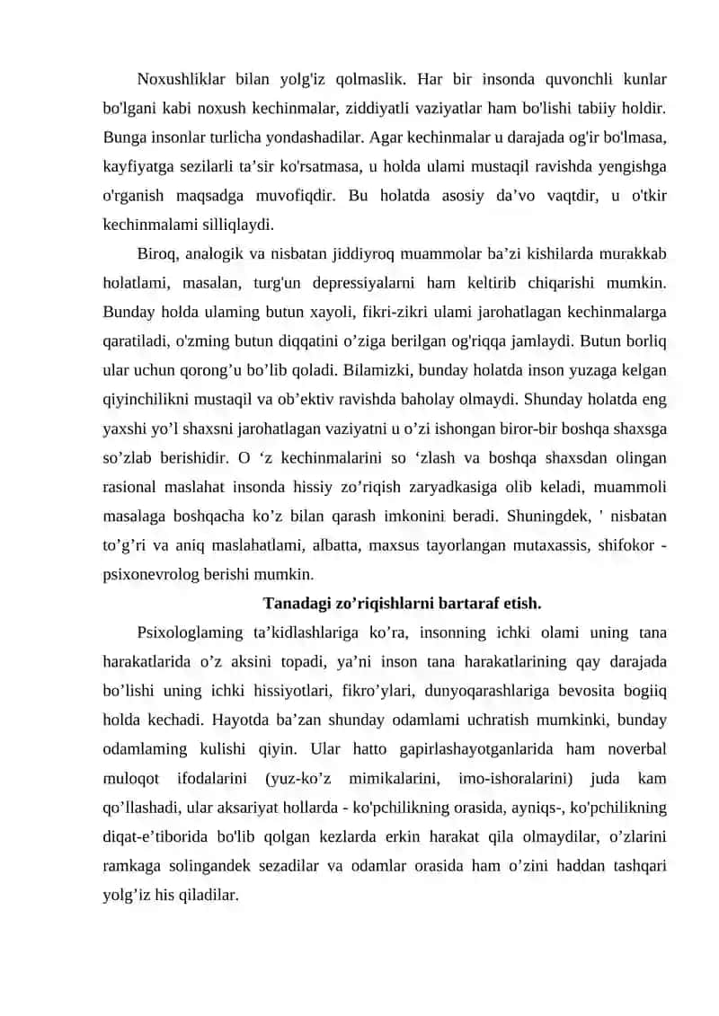 Stressni bartaraf etish treninglari 3
