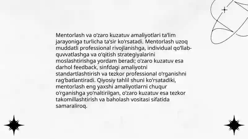 Mentorlash va oʻzaro kuzatuv amaliyotlari qiyosiy oʻrganish 3