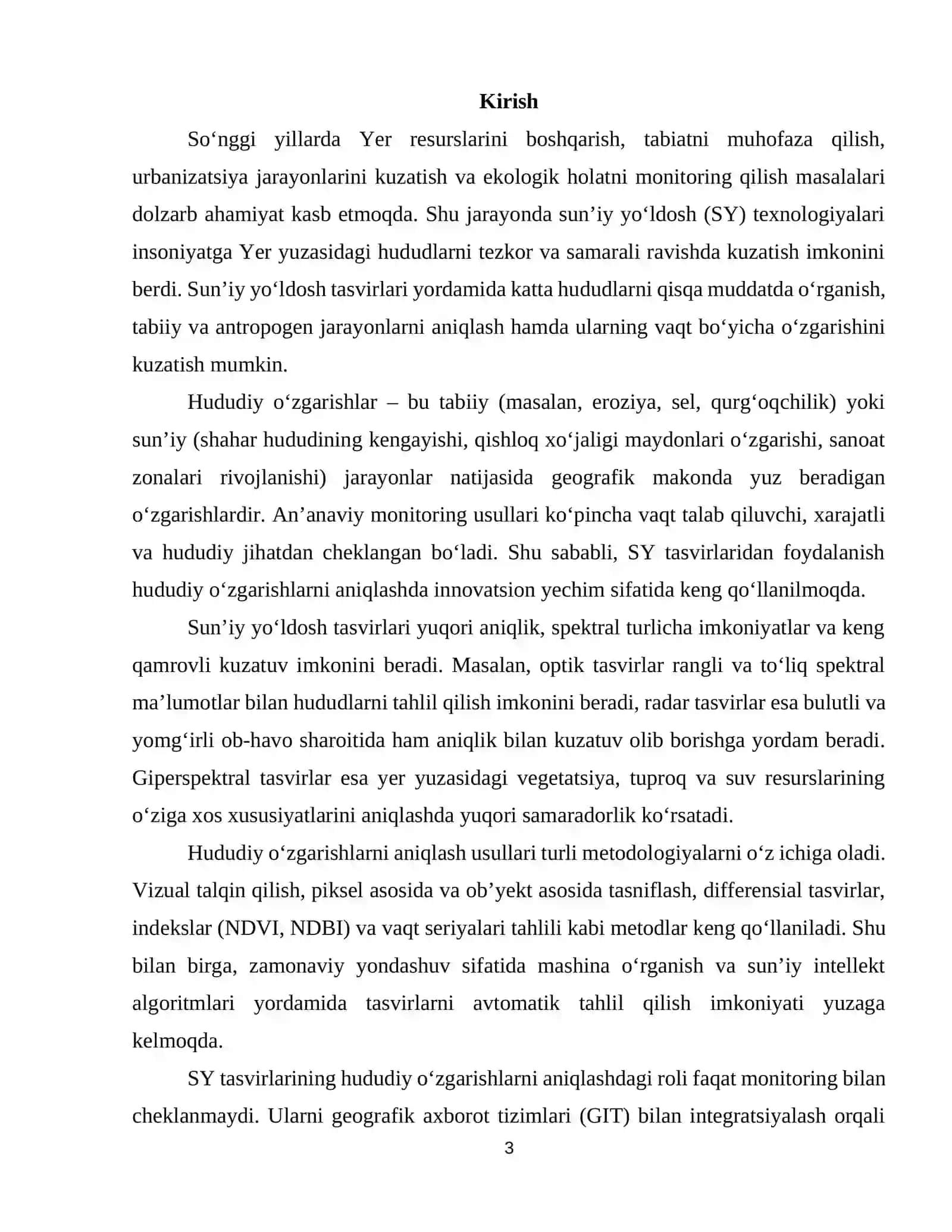 Sun’iy yo‘ldosh tasvirlari asosida hududiy o‘zgarishlarni aniqlash usullari 3