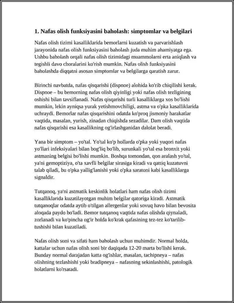 NAFAS OLISH TIZIMI KASALLIKLARIDA BEMORLARNI KUZATISH VA PARVARISHLASH 3