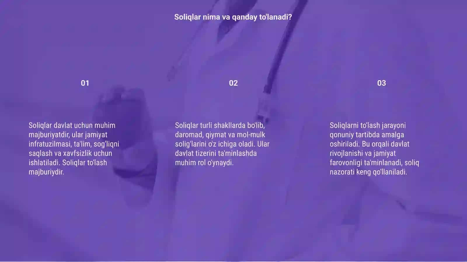 Soliqlar nimaga tolanadi va nimaga ishlatiladi 3
