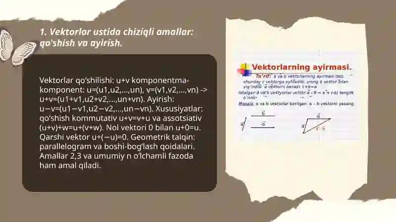Vektorlar ustida chiziqli amallar 3