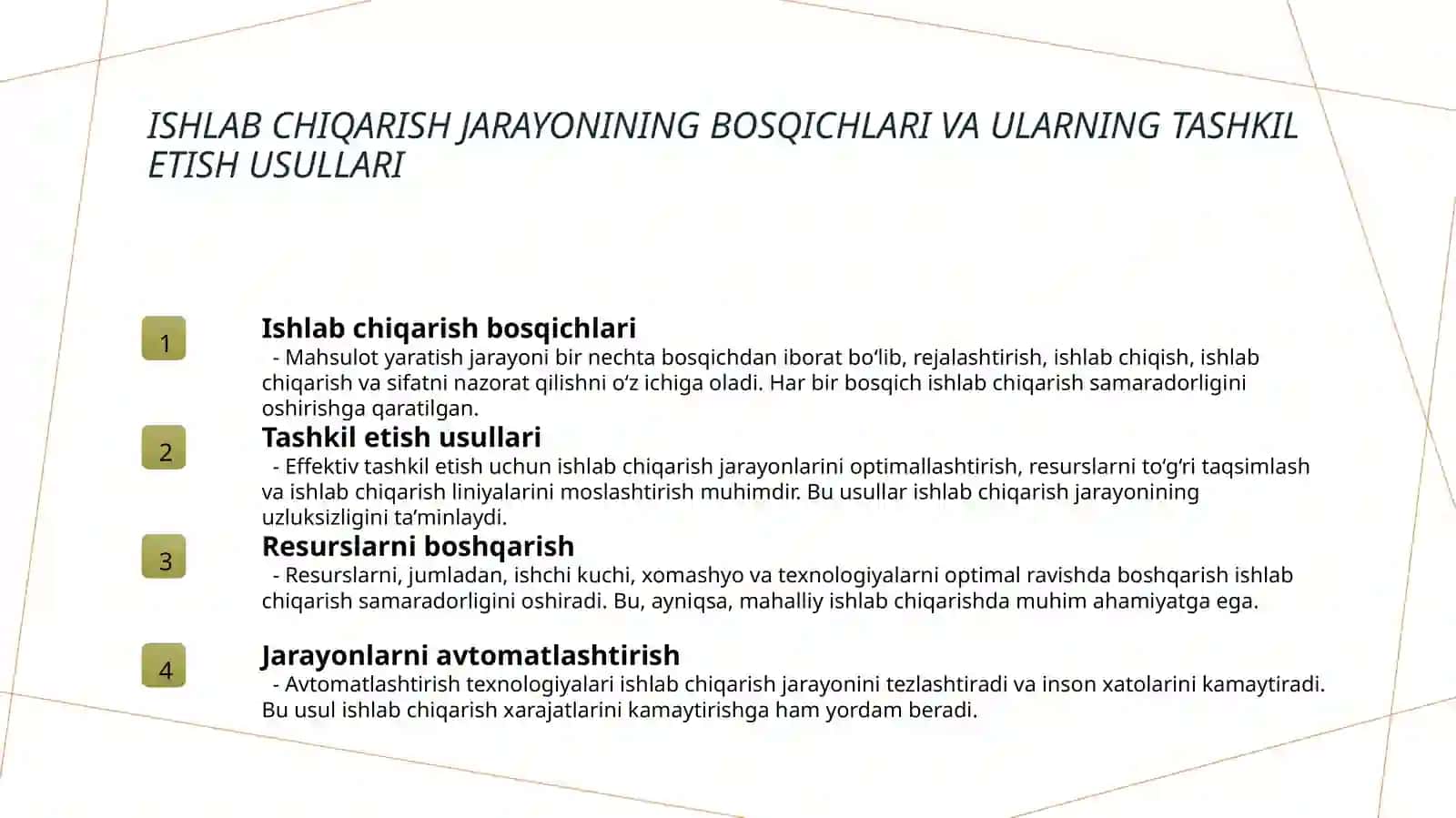 Ishlab chiqarish jarayoni va uni tashkil etish 3