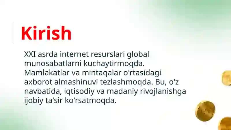 XXI asrda enternet resurslarining dunyo mamlakatlari va mintaqalardagi ta'siri 3