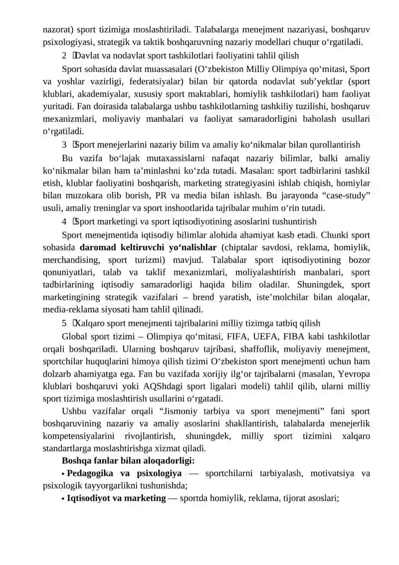 Jismoniy tarbiya va sport menejmenti faniga kirish. Jismoniy tarbiya va sportni boshqarishning nazariy asoslari 3
