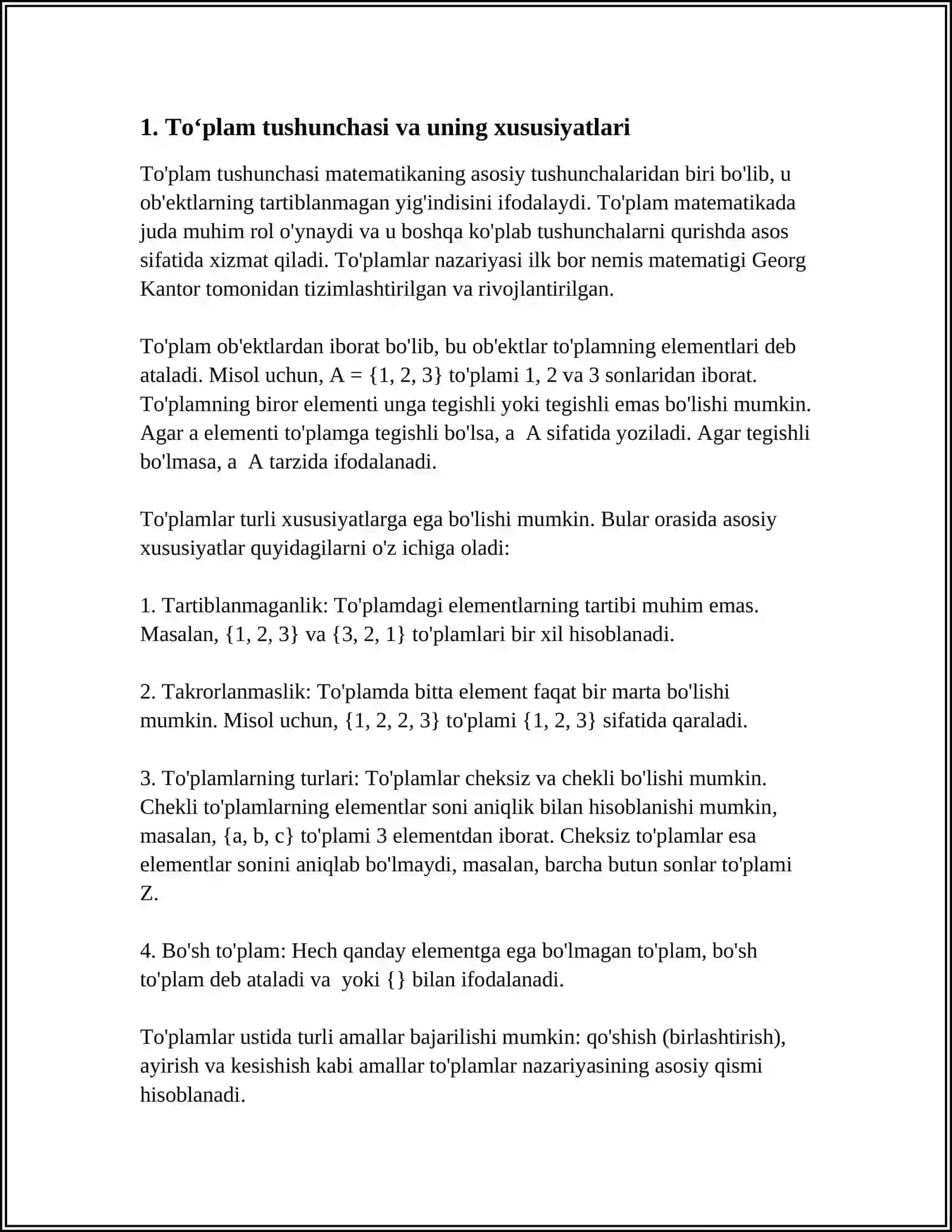 TOʻPLAMLARNI SINFLARGA AJRATISHGA OID MISOLLAR 3