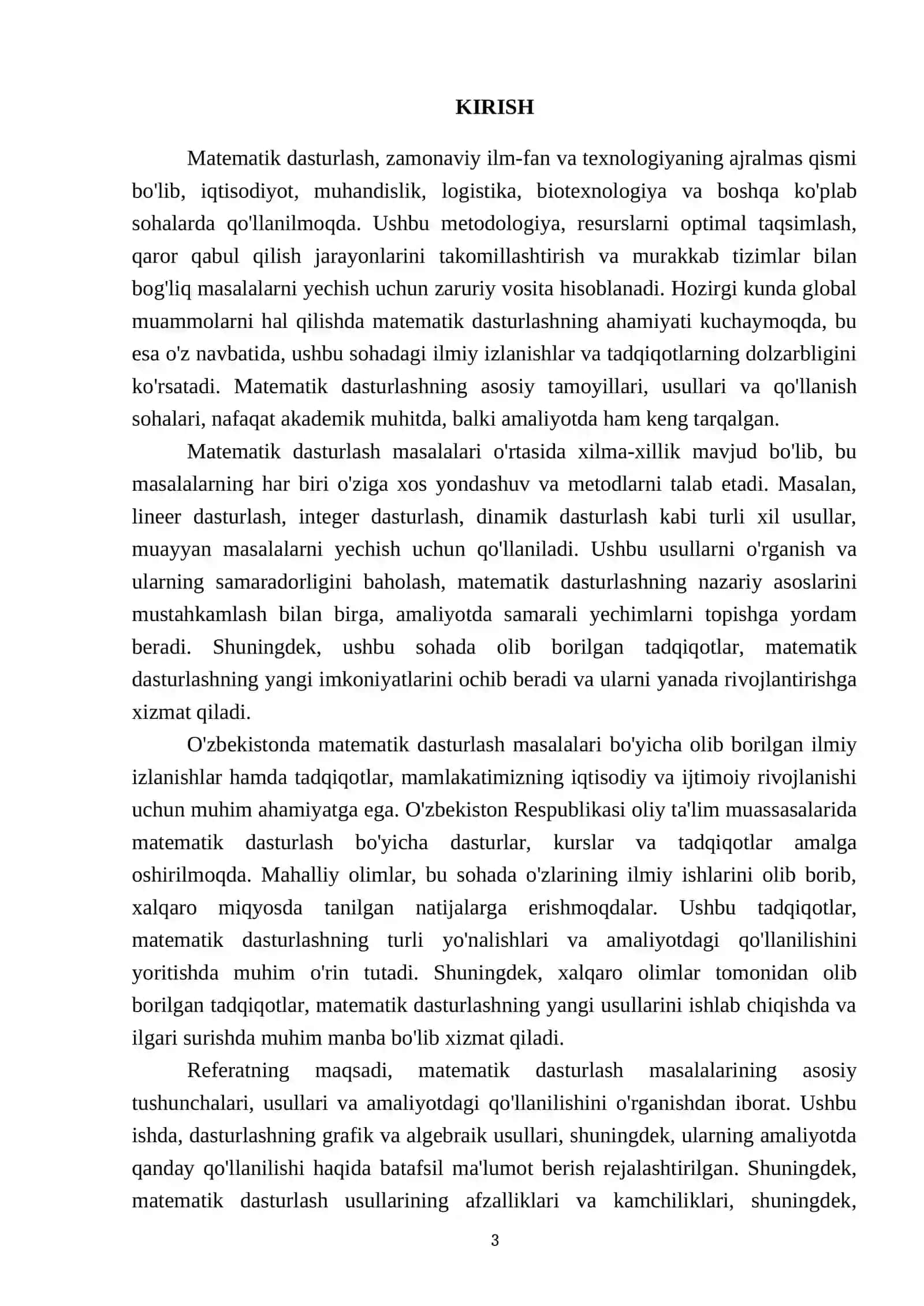 Matematik dasturlash masalalari 3