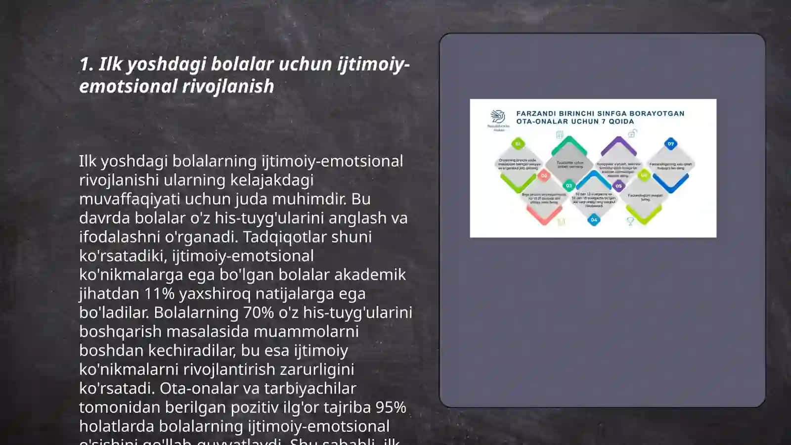 Ilk yoshdagi bolalarning ota onalari bilan ishlash 3