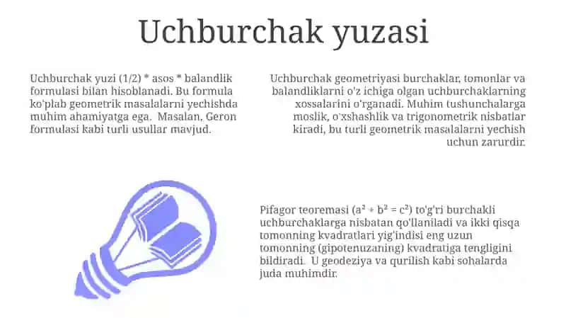 Geometrikfiguralar.Uchburchakgeometriyasi.Pifagorteoremasi 3