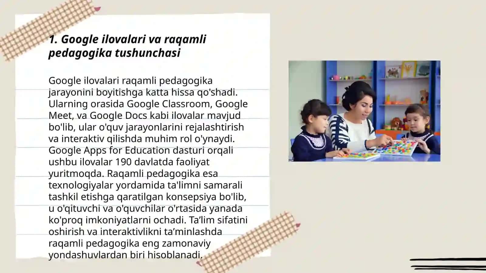 Google ilovalari yordamida pedagogik fanlarni oʻqitish metodikasi 3
