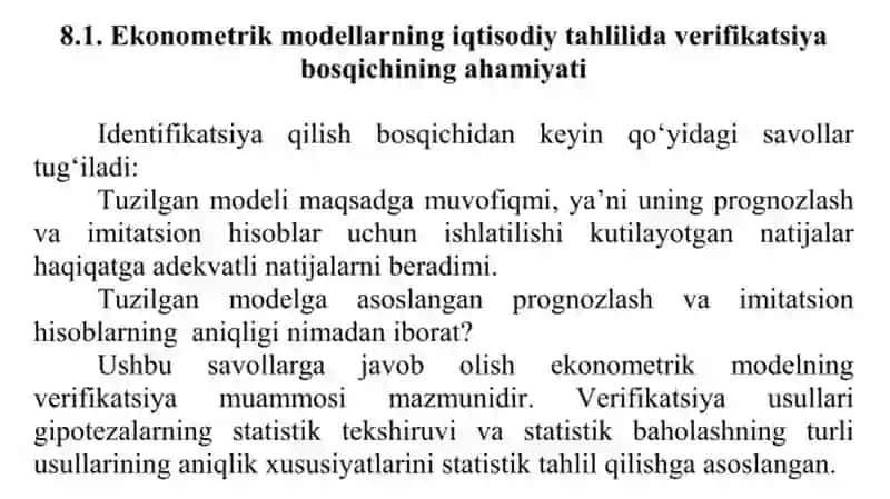 Ekonometrik modellarni baholash 3
