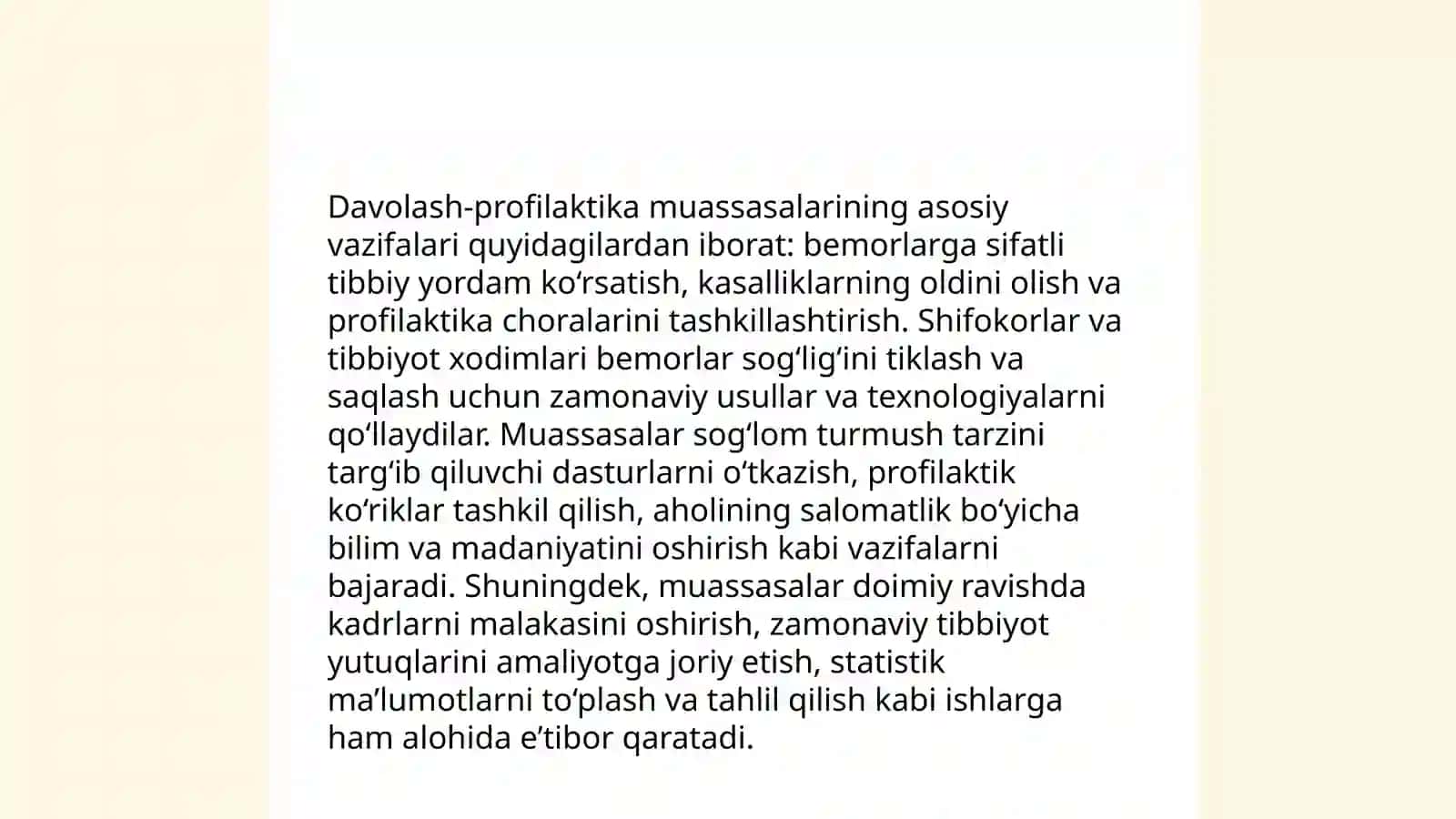Davolash profilaktika muassasalarining asosiy turlari va tibbiy hujjatlarni yuritish 3