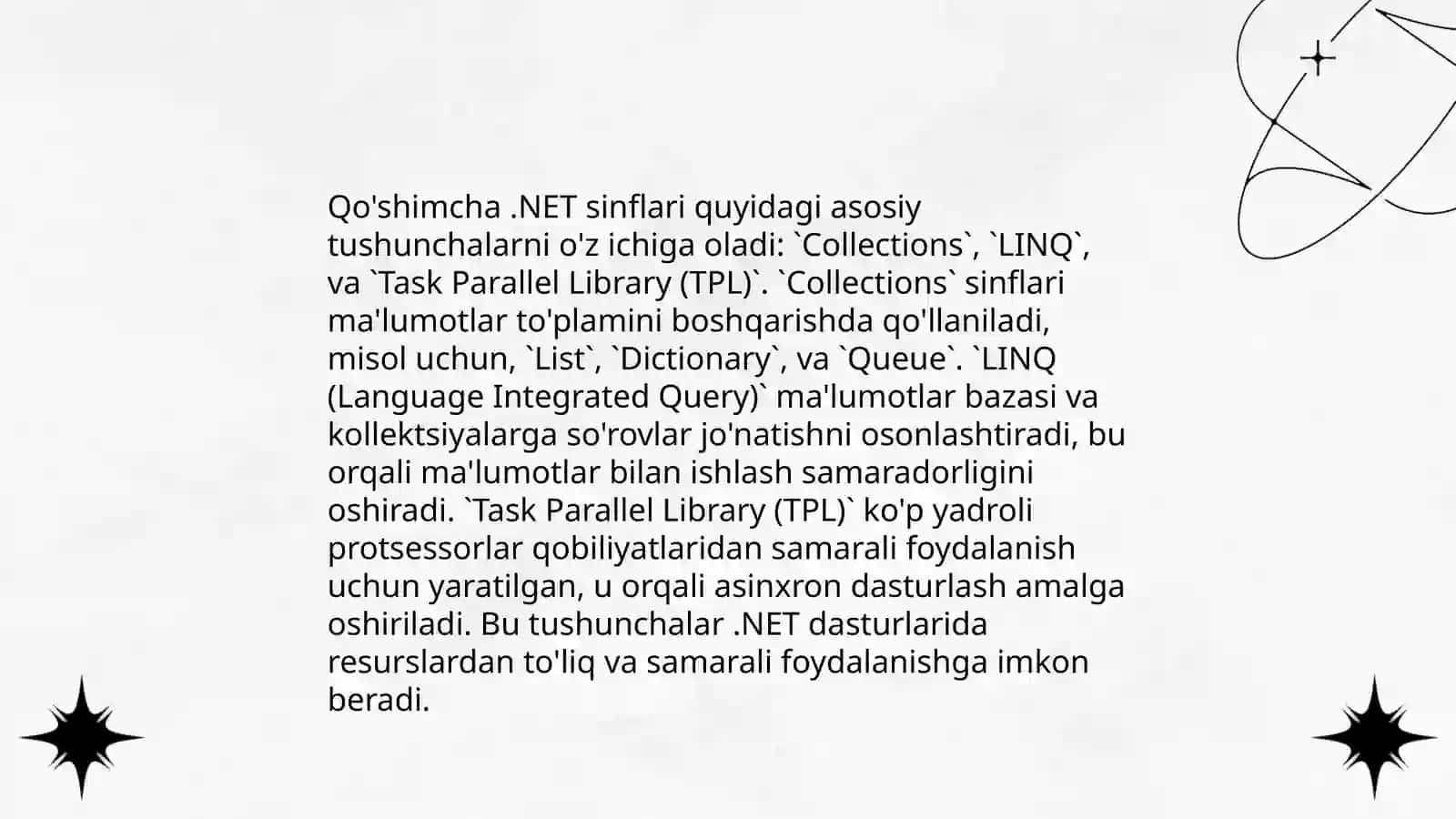 Qo'shimcha. Net sinflari va tuzilmalari 3
