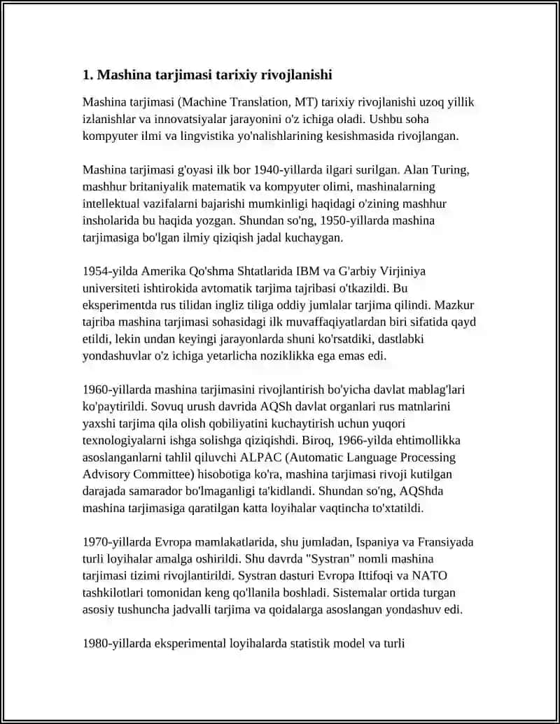 Mashina Tarjimasi: Tarixi, Qo'llanilish Sohasi 3