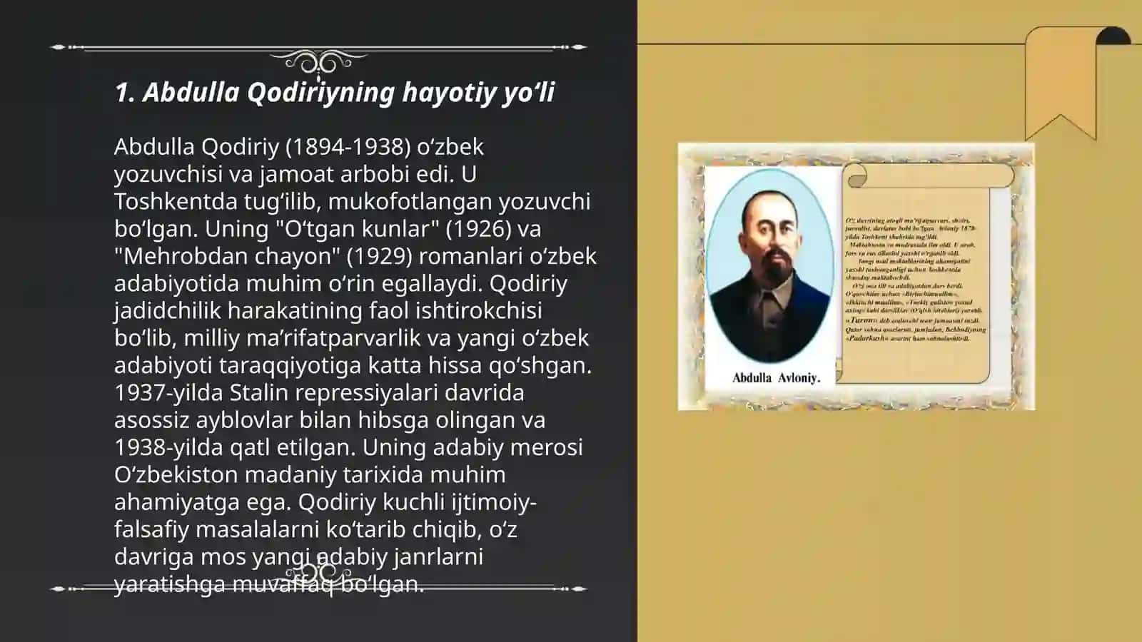 Abdulla Qodiriy hayoti va ijodi haqida 3
