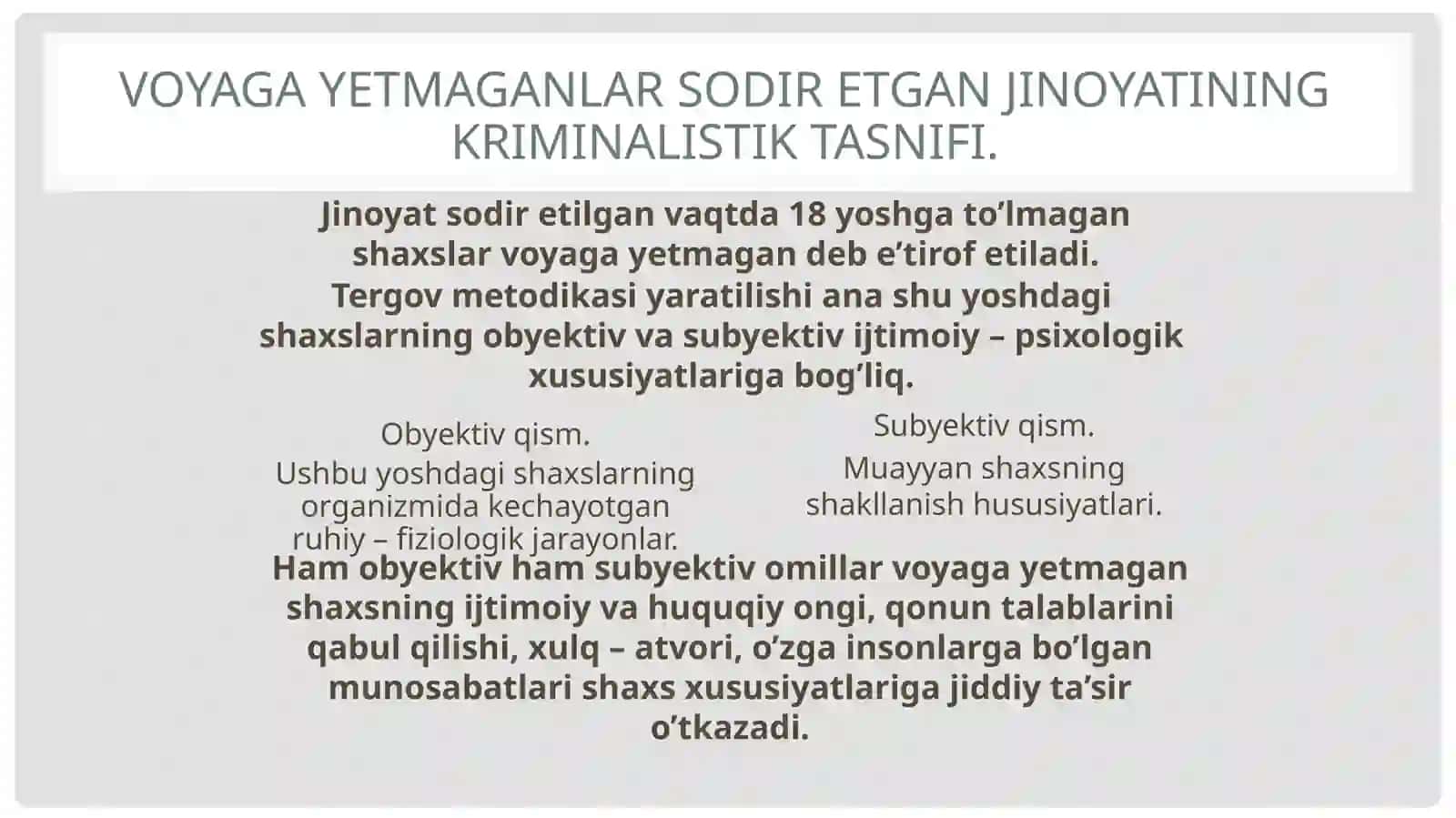 Jinoyatning kriminalistiktasnifi 3