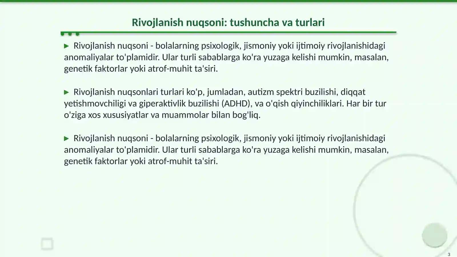 Rivojlanishida mujassam nuqsonga ega boʻlgan bolalar bilan olib boriladigan kompleks korreksion ishlarning tizimi 3