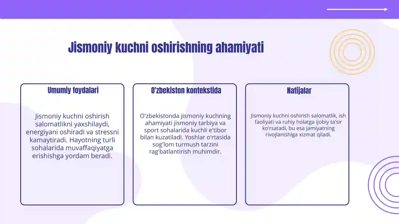 Trenajorlarda (umumiy kuch) jismoniy sifatini rivojlantirish 3