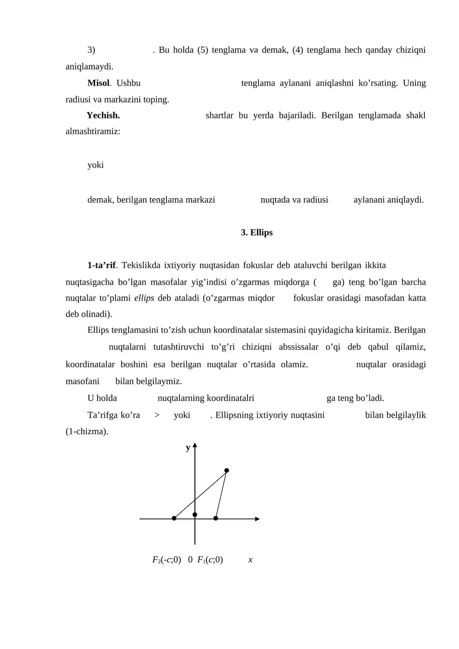 Ikkinchi tartibli egri chiziqlar va ularning 3