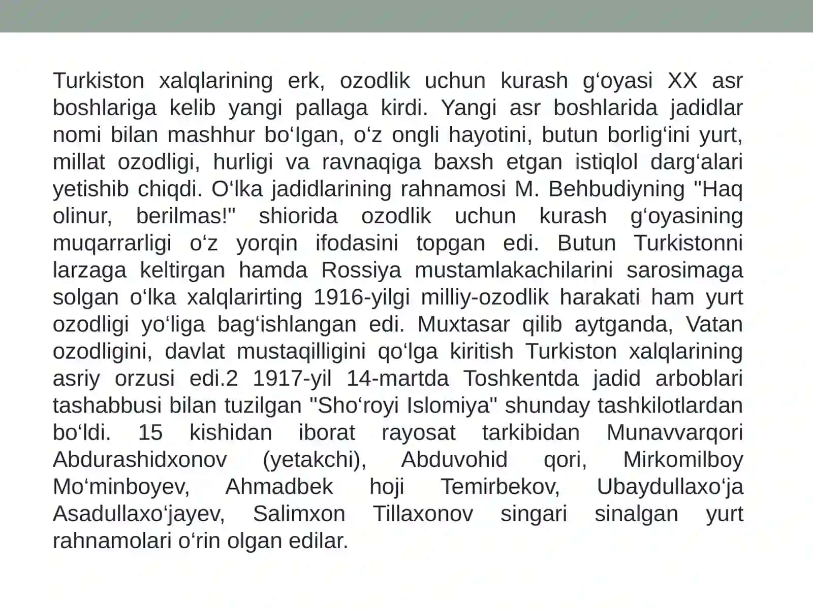 1892-yilgi Toshkent “Vabo isyoni”. Dukchi Eshon qo‘zg‘aloni. XIX asrning ikkinchi yarmi – XX asr boshlarida Turkiston o‘lkasidagi ijtimoiy-iqtisodiy hayot. 3